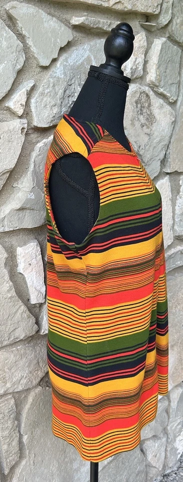 Chaleco De Colección Jack Invierno Años 70 Para Mujer S/M Multi Rayas Cremallera Frontal Excelente Foto 4 de 4