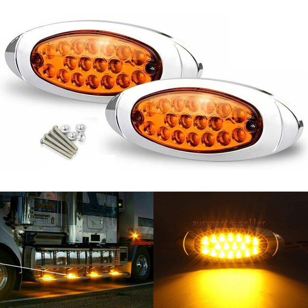 2x Amber 6.5 INCH 18 LED Clearance Side Marker Lights for