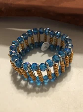 Small safety pins with colored beads elastic bracelet. New