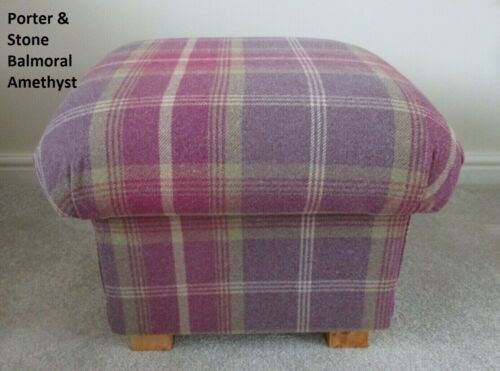 Storage Footstools Pouffes Balmoral Tartan Fabric Check Checked Scottish Ochre - Picture 5 of 55