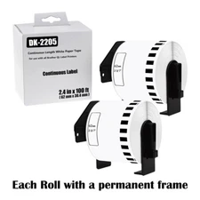 2Rolls 2.4"x100' Continuous Paper Tape DK-2205 for Brother QL Label Printer