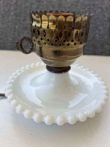 Vintage Underwriters Laboratories portable Lamp hobnail milk glass Base Only - Picture 2 of 12