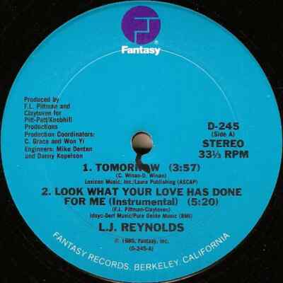 LJ Reynolds Tomorrow Vinyl Single 12inch Fantasy