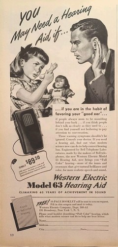 Western Electric Hearing Aid Model 63  Dad Girl Doll Vintage Print Ad 1946 - Picture 1 of 4