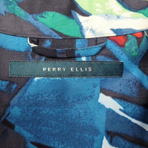 Perry Ellis Dark Sapphire Principles Shirt Men's Size Large Hawaiian Print NWT - Picture 5 of 10