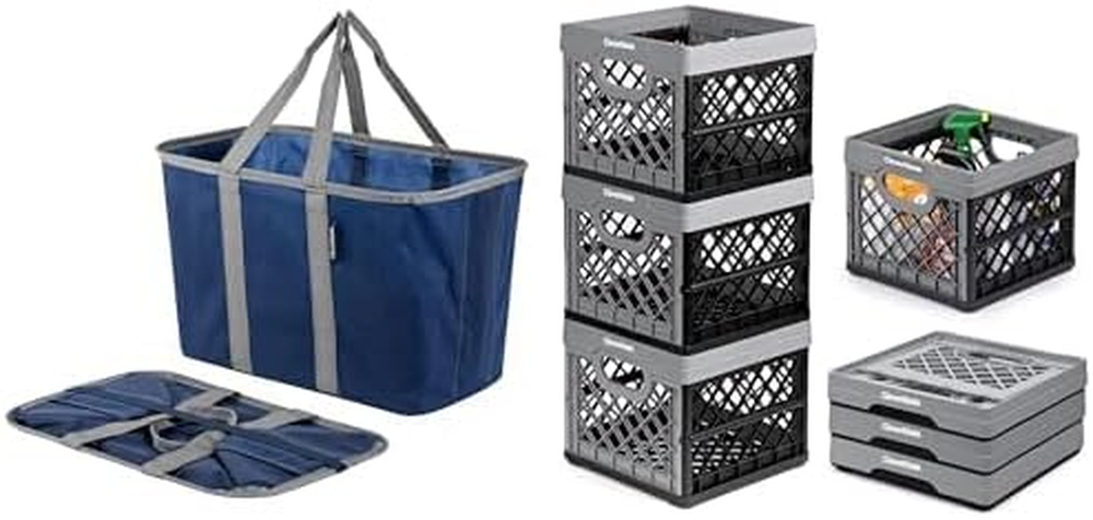 Collapsible 30L Ecobasket Tote in Corporate Blue and Gray