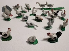 Vtg Miniature Farm Animals Lot Chicken Rooster Hen Duck Goode Gander Babies