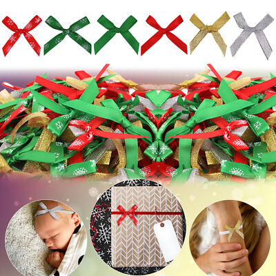 150x Mini Satinband Schleifen klein 4cm breit vorgebunden Weihnachten Basteln DIY Deko