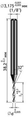 0,9 x 38,2 x 3,175 mm LOTE DE 2 HERRAMIENTAS ROTATIVAS MICRO TALADRO KEMMER - Imagen 3 de 3
