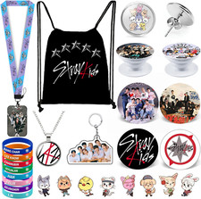 Stray Kids Gifts Set Including Drawstring Bag Backpack Necklace Earrings Lanyard