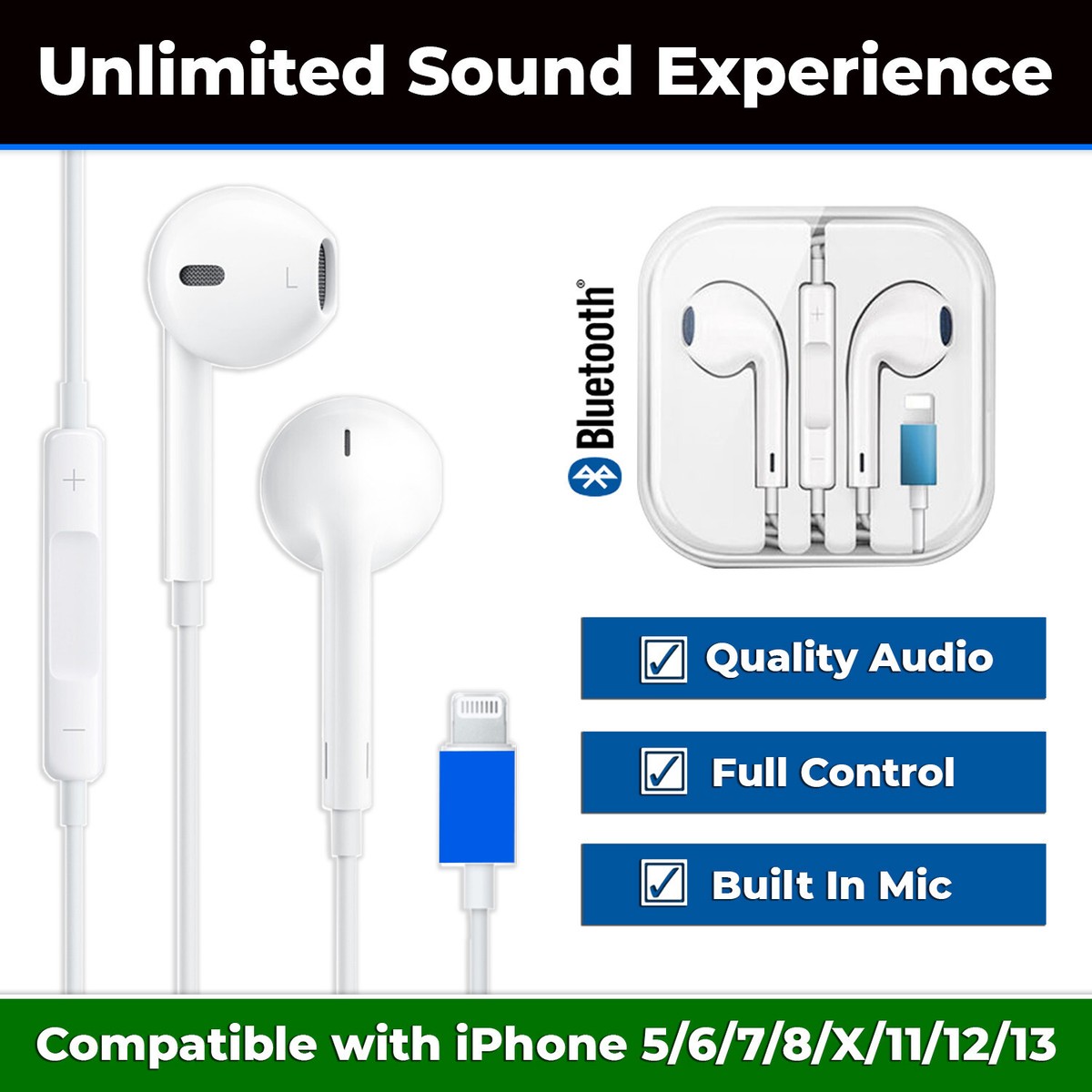 NEW Earphones Headphones For Apple Earbuds iPhone PLUS X XR XS