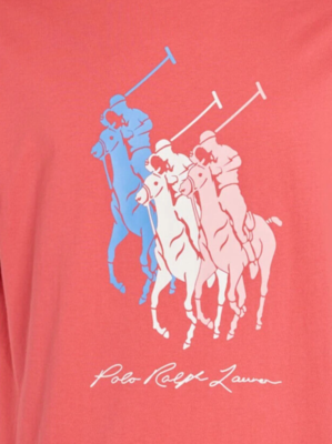 Polo Ralph Lauren Triple Pony Graphic Mens SZ M Nantucket Red Pink