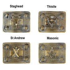 Scottish Antique Badge Kilt Belt Buckle Stag head, St Andrew, Masonic, Thistle