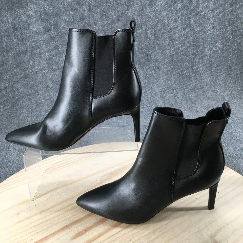 Calvin Klein Boots Womens 8.5 M Samara Chelsea Heels Pointed Ankle Bootie Black - Image 2 of 4