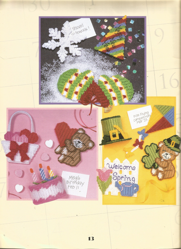 Seasonal Magnets Plastic Canvas Patterns Christmas St Patricks Easter School J04 - Picture 5 of 7