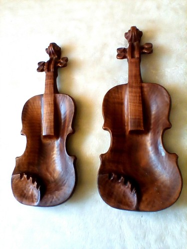 VINTAGE SET OF 2 MID CENTURY MODERN CERAMIC BASS CELLO MAT GLAZE ASHTRAY BROWN - Picture 5 of 10