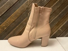 Top Moda Womens Chunky High Heel Ankle Booties CARRIS-3 Beige  Boot Size 10