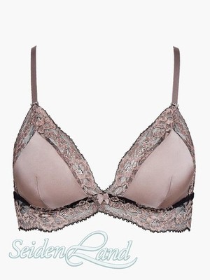 Triangel BH Femme Glamour altrosa mit schwarzer Spitze von Aubade mit Seide