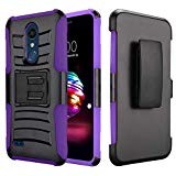 "Funda con soporte GSA con clip para funda para LG K10/K30 - púrpura y negro"