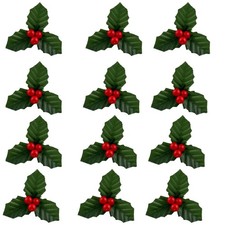 50 Pcs Christmas Holly Berries Picks Artificial Berry Twig Stems