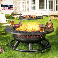 36 Inch Fire Pit with Grill,Wood Burning Fire Pits for