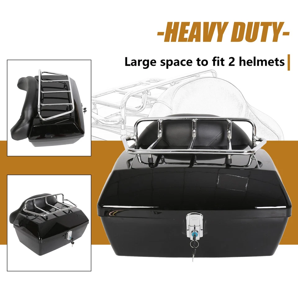 Universal Motorcycle Tail Box Trunk Top Rack For Honda Harley Kawasaki Cruiser Foto 2 de 4