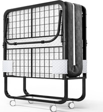 Folding Bed with Mattress - 75X31 Cot Size Frame - Portable Rollaway Guest Bed w