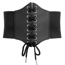 Halloween Black Corset Waist Belt Costume for Women, Renaissance Style Accessory