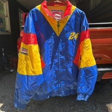 Vtg 90s NUTMEG Jeff Gordon NASCAR Racing Color Block Satin Bomber Jacket XL