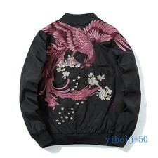 Fashion Spring Men's Embroidery Crane Baseball Jackets Varsity Coats College Man