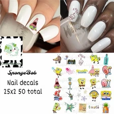 SpongeBob  Waterslide Finger Nail Decals Instructions Bonus (set of 50) KC