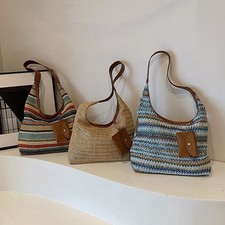 Woven Shoulder Bag Handmade Braid Big Handbags Cute Straw Bag  for Summer Beach