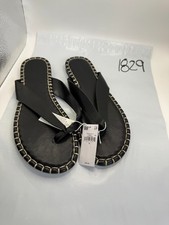 Old Navy Whipstitch Flip-Flop Sandals Women's Size 9 Black Faux Leather Thong