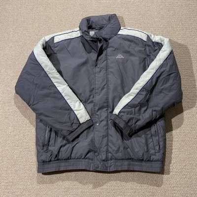Vintage Kappa Jacke Herren mittelgrau weiß wattiert Bomber 90er