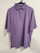 FootJoy Polo Shirt Mens Large Purple Striped Short Sleeve Casual Golf Stretchy