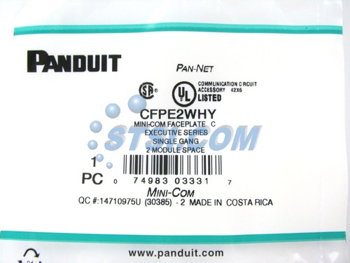 Panduit CFPE2WHY 2-Port Mini-Com Faceplate, Executive Series, White ~STSI - Picture 2 of 3