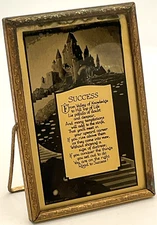 Vintage 1933 Sweetheart Pocket Mirror with Motto Success Poem C.A. Richards