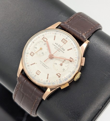 Hedicor Chronographe Suisse Réf. 3909 Ø36mm Blanc/Cadran Montre Vintage #1595 - Photo 3 sur 10