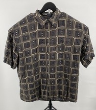 Pierre Cardin Men s Vintage Short Sleeve Block Geometric Design Shirt Size XL