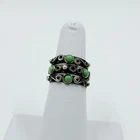 Vintage Taxco Mexico Sterling Silver Southwestern Green Gemstone Ring Size 5.75