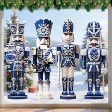 4 Sheets Large Christmas Window Clings Decorations Nutcracker Soldiers Christmas