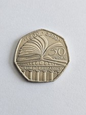2000 Public Libraries 150th Anniversary 1850-2000 50 Fifty Pence Coin Circulated
