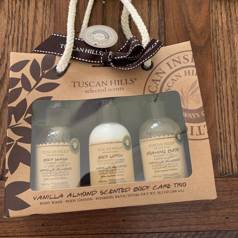 BRAND NEW Tuscan Hills Vanilla Almond Body Care Trio Wash/bath/lotion