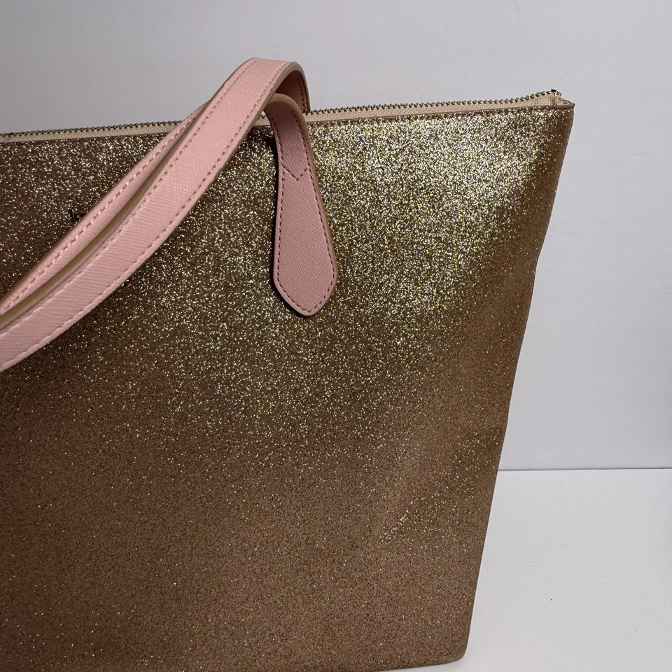Сумка с короткими ручками Kate Spade розовое золото блестящая Joeley большая розовая для путешествий по Нью-Йорку - Изображение 4 из 4