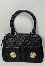 MARC JACOBS Black Venetia Quilted Leather 2-pocket Satchel Handbag