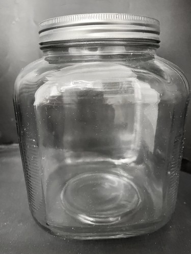 Vintage 1 Gallon Square Anchor Hocking Hoosier Glass Coffee Jar Storage 8.5" - Picture 5 of 11