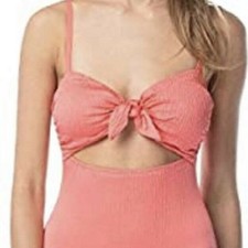 Vince Camuto Smocked Front Tie One Piece Swimsuit Size 4
