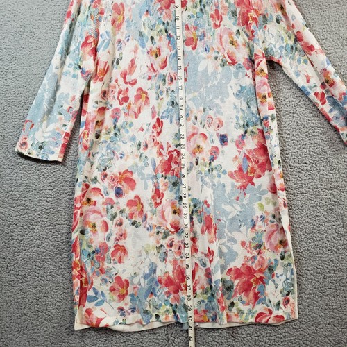 J Jill Duster Cardigan Women XL Floral Linen Blend Longline Open Bohemian Hippie - Picture 8 of 11