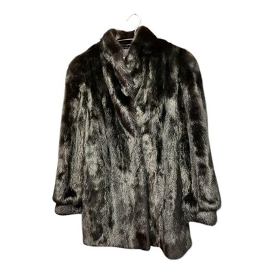 SAGAMINK Real Fur Coat Women's Size 9 Used Elegant Black