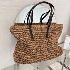 Women Handbag Summer Beach Bag Rattan Woven Knitted Straw Large Capacity Totes